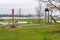 A playground on the banks of a river in western Germany, after being flooded.