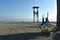 Playground at the Burriana Beach for entertaining kids on a nice day at the ocean in Spain