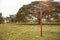 Playground of children and young in a park, selective focus, vintage style filtered image, light and flare added