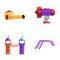 Playground icons set cartoon vector. New children playground