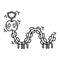 Playground kids giant centipede,playing,children,kindergarten. hand drawn icon set, outline black, doodle icon, vector icon