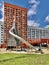 Playground in Modern Comfort Residential Complex in Moscow, Russia.