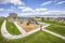 Playground and picnic area with beautiful homes and lake in the background