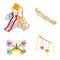 Playground. Playground slide theme elements. Isometric kids playground icons set. Flat 3d vector isometric high quality