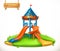 Playground slide. Play area for children, vector icon