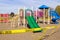 Playground and slides closed with yellow tape, Coronavirus