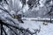 Playground in a snowy urban park in Madrid, Spain in 2021