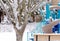 Playground in suburb of Seattle covered by fresh snow