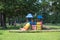 Playground under lush of Oak tree