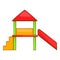 Playhouse with slide icon, cartoon style