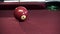 Playing American Billiard Poule Closeup Colorful Balls