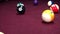 Playing American Billiard Poule Closeup Colorful Balls