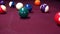 Playing American Billiard Poule Closeup Colorful Balls