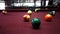 Playing American Billiard Poule Closeup Colorful Balls