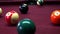 Playing American Billiard Poule Closeup Colorful Balls