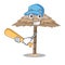 Playing baseball beach shelter buildings with palm cartoon