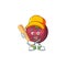 Playing baseball character sweet mangosteen isolated on cartoon