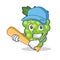 Playing baseball green grapes character cartoon