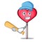 Playing baseball heart lollipop character cartoon