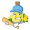 Playing baseball lemon oil in the mascot shape