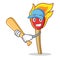 Playing baseball match stick character cartoon