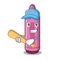 Playing baseball pink crayon isolated in the mascot