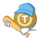 Playing baseball Tether coin character cartoon