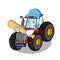 Playing baseball tractor character cartoon style