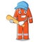 Playing baseball working overalls in the cartoon shape