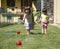 Playing bocce ball