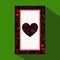 Playing card. the icon picture is easy. HEART ace about dark region boundary. a illustration on green background. applicati