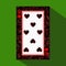 Playing card. the icon picture is easy. HEART EIGHT 8 about dark region boundary. a illustration on green background. appli