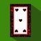 Playing card. the icon picture is easy. HEART FOUR 5 about dark region boundary. a illustration on green background. applic