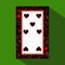 Playing card. the icon picture is easy. HEART SEVEN 7 about dark region boundary. a illustration on green background. appli