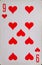 Playing card nine of hearts, suit of hearts