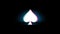 Playing card spades symbol on glitch retro vintage animation.
