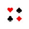 Playing card suits signs set. Four card symbols.
