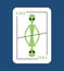 Playing card UFO. Conceptual new card alien. Green space invader