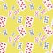 Playing cards in bright yellow. A seamless pattern. Color 2021. Map nine. Background