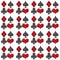 Playing cards, four suits, spades, hearts, clubs, diamonds. Seamless colored pattern