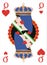 Playing cards heart Queen for rummy and Cassino