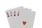 Playing cards, poker, casino. Four aces isolated on white background