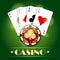 Playing Cards and Poker Chips Casino Emblem