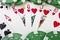 Playing cards (royal flush) and casino chips