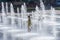 Playing children at the lower market place with fountains