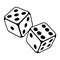 Playing dice illustration. Game craps image. Casino and betting background.