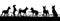 playing dogs silhouette on white background, isolated