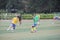 The playing football of Company staff in shenzhen shekou sports center