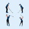 Playing a golf - a man and woman swing golf stick