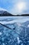 Playing Ice Hockey on Frozen Lake Minnewanka in Banff, Alberta, Canada